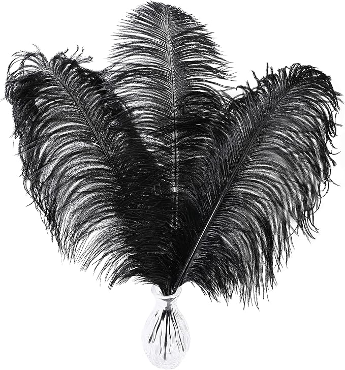 Larryhot Black Ostrich Feathers Bulk - 16-18 inch 10pcs Feathers for Vase,Wedding Party Centerpieces and Home Decorations (Black)
