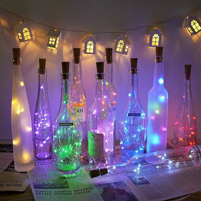 10 Pack Bottle Cork Lights 10 LED Wine Bottle Battery Powered Lights Copper Wire Fairy String Light for Christmas Halloween Wedding Birthday Party DIY Home Decor (10 Colors)