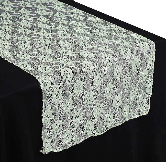 MDS Pack of 20 Wedding 12 x 108 inches Lace Table Runner for Wedding, Decorations for Birthday Parties, Banquets, Graduations, Engagements, and Runners fit Rectangle, Round Table- Ivory