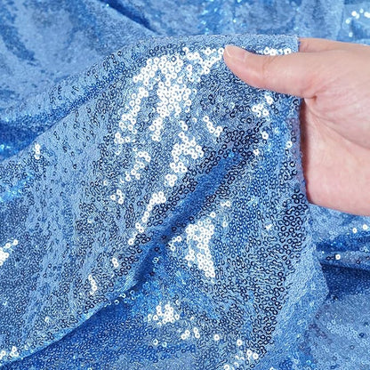 SquarePie Sequin Tablecloth 60 x 102 Inch Baby Blue Sparkly Table Linen for Wedding Party