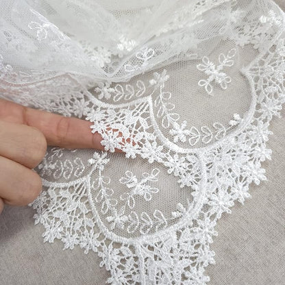 Inicia Table Lace Runner 12×86 inch Embroidered for Holiday Wedding Picnic Daily Dinner Tables White Decor (Polyester, 12"×86" (31cm×220cm))