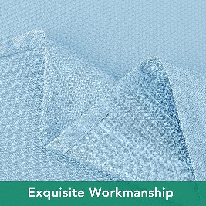 Biscaynebay Textured Fabric Round Tablecloths 60" for Round Tables diameters from 28" to 48", Light Blue Water Resistant Folding Table Covers Washable for Dining, Kitchen, Wedding, Parties etc