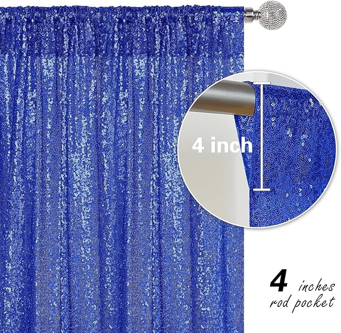Navy Blue Sequin Backdrop Curtain 2 Pieces 2FTx8FT Glitter Photography Backdrop for Party Wedding Birthday Christmas Decorations
