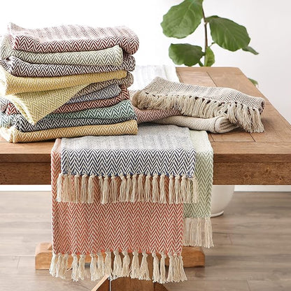 DII Woven Basic Tabletop Collection, Chevron Table Runner, 15x108, Dark Brown