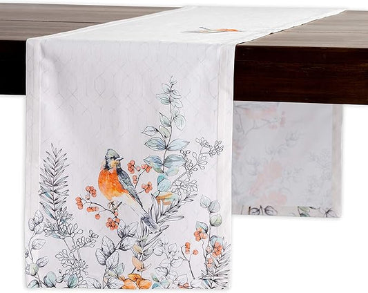 Maison d' Hermine Table Runner 100% Cotton Single Layer Table Runners 36 inches Long for Thanksgiving Christmas Decorations Home Kitchen Dining Party Wedding (Whitish Shabby Chique, 14.5" x 36")