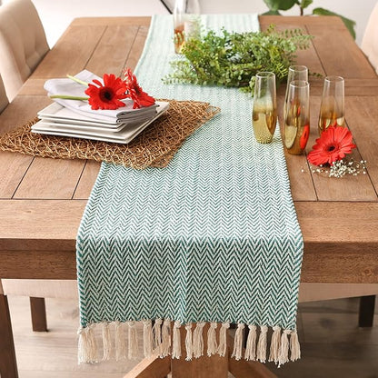 DII Woven Basic Tabletop Collection Chevron Table Runner, 15x72, Teal