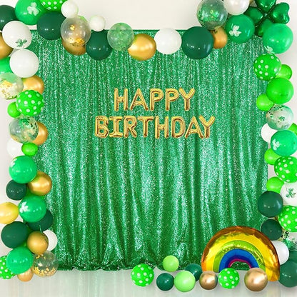Dark Green 10ftx10ft Sequin Backdrop Curtain Glitter Christmas Background Drapes Sparkle Photography Backdrop for Party Bridal Birthday Decoration