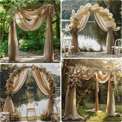 Wedding Arch Draping Fabric 1 Panel 28.7" x 20FT Nude Sheer Chiffon Backdrop Drapes for Wedding Ceremony Birthday Party Bridal Shower Outdoor Decoration