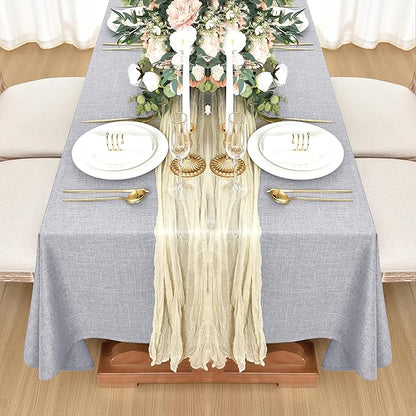 Fitable Faux Linen Tablecloths for Rectangle Tables: Water & Stain Resistant Farmhouse Table Cloth, Washable Burlap Textured Table Covers for Kitchen Dining Party(2 Pack, 60x102 Inch, Light Grey)