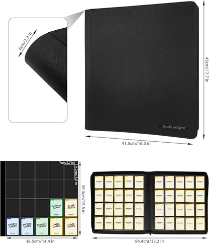 20 Pockets Premium Card Binder 1280 Cards Trading Card Binders Side Load Card Storage Display Album(20 Pocket 1280 Card Slot,Black)