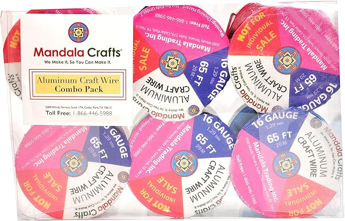 Mandala Crafts 16 Gauge Anodized Aluminum Craft Wire for Jewelry Making – 390 FT Colored Flexible Silver Copper Tone Wire - Bendable for Bonsai Armature Crafting Sculpting