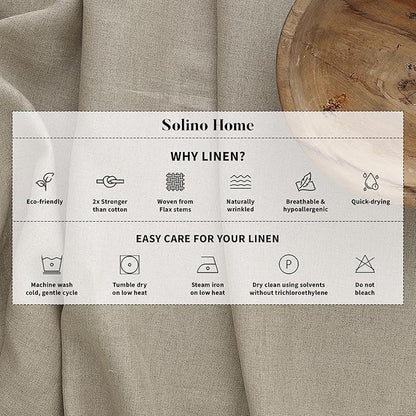 Solino Home Linen Olive Table Runner 72 Inches Long - 100% Pure Linen Hemstitch Table Runner 14 x 72 Inch for Dresser, Dining, Fall, Autumn, Thanksgiving - Classic Hemstitch