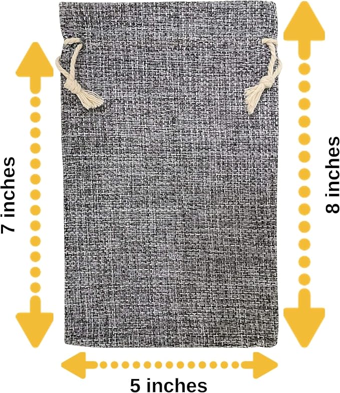 50 Gray Burlap Bags with Drawstring, 5x8 Inch (5x7 Internal) Gift Bag Bulk Pack - Birthday and Wedding Party Favors, Jewelry and Treat Pouches, Advent, Christmas and Holiday Gift Wrap (Gray)