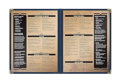 Goodsmart Restaurant Menu Covers - 25 Pack Blue 8.5" x 11", 2-Page/4-View, Side-Loading Vinyl Menu Holders, Clear Sleeves, Double-Stitched Edge, Leather-Style Café Menu Covers with Gold Corners
