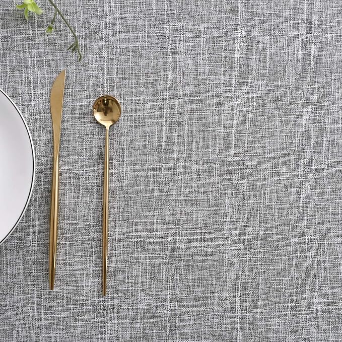 maxmill Flaxy Faux Linen Table Cloth with 2-Tone Slubby Texture Wrinkle Resistant Anti-Shrink Soft Tablecloth for Kitchen Dining Tabletop for Banquet Parties Rectangle 52 x 70 Inch Light Grey