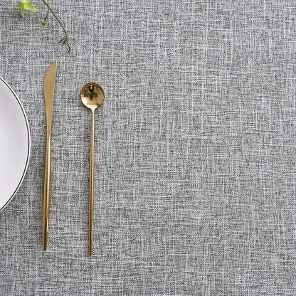 maxmill Flaxy Faux Linen Table Cloth with 2-Tone Slubby Texture Wrinkle Resistant Anti-Shrink Soft Tablecloth for Kitchen Dining Tabletop for Banquet Parties Rectangle 52 x 70 Inch Light Grey