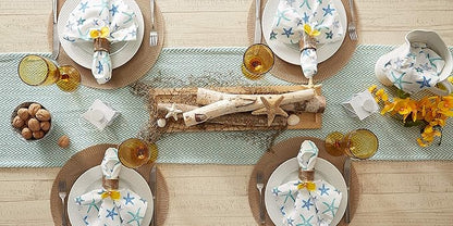 DII Woven Basic Tabletop Collection Chevron Table Runner, 15x72, Aqua