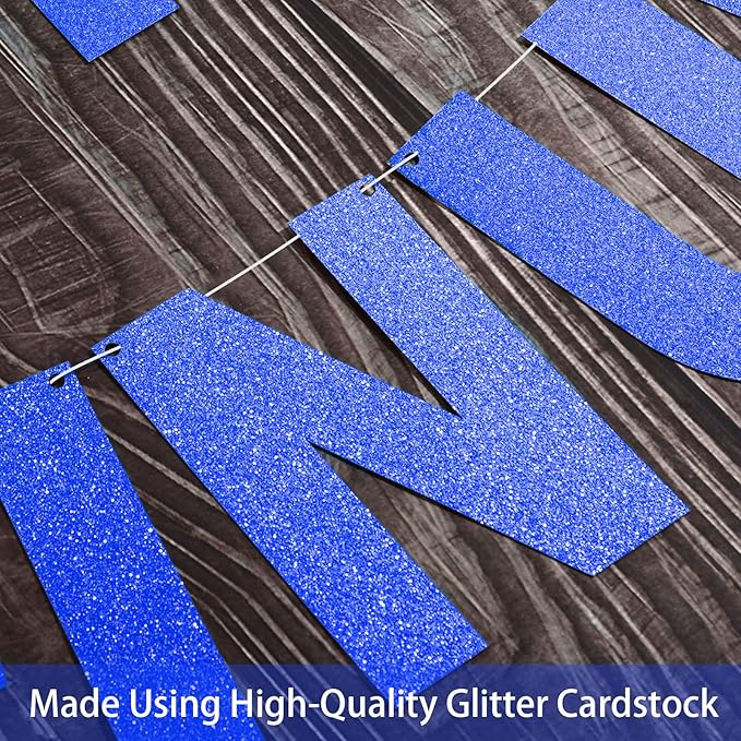 TaoBary 112 Pcs DIY Letter Kit Glitter Customizable Banner Letters Include 107 Letters and Numbers 3 Rope and 2 Needles for Birthday Halloween Christmas Wedding Valentine Party Decor(Dark Blue)