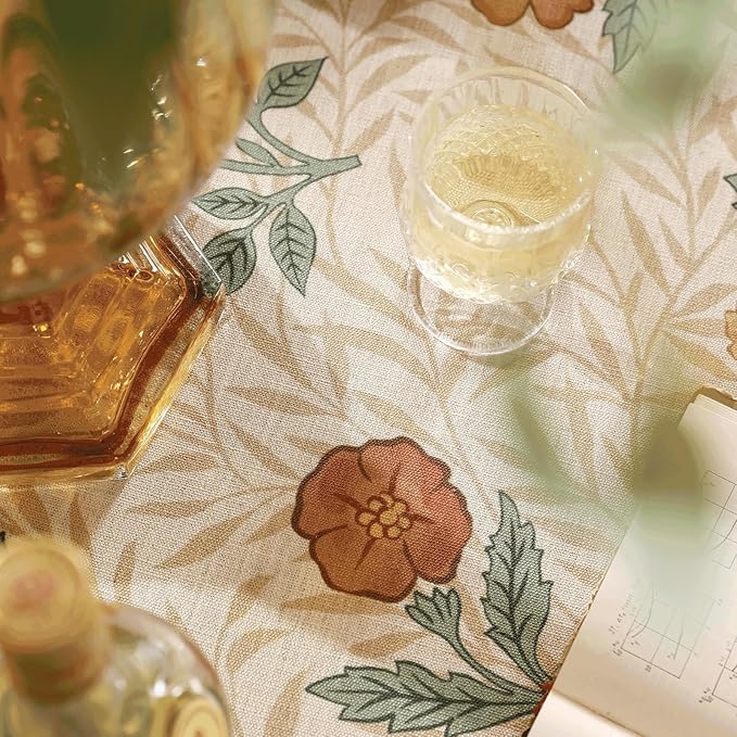 patdrea Designer French Vintage Small Rectangular Tablecloth,Yellow Floral Pattern Anti-Wrinkle Table Cloth,Dacorative Cover for Kitchen Dining Parties,Christmas,Thanksgiving,55"x71"-Cornflowers