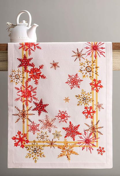 Maison d' Hermine Table Runner 100% Cotton Single Layer Table Runners 48 inches Long for Thanksgiving Christmas Decorations Home Kitchen Dining Party Wedding (Crystal Star, 14.5" x 48")