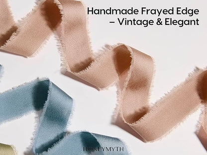 Satin Silk-Like Ribbon Set – 1" Wide, 9 Rolls, 45 Yards Total – Handmade Fringe Ribbons for Gift Wrapping, Wedding Invitations, Floral Bouquets, DIY Crafts