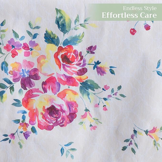 Maison d' Hermine Table Runner 100% Cotton Double Layer Table Runners 72 inches Long Decorative for Kitchen Dining Party Baby Shower Wedding Bridal Shower Spring Summer (Rose Garden, 14.50" x 72")