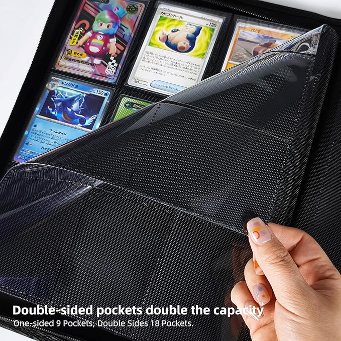 9 Pockets Premium Card Binder 360 Cards Trading Card Binders Zip Card Storage Display Album(9 Pocket 360 Card Slot,Black)