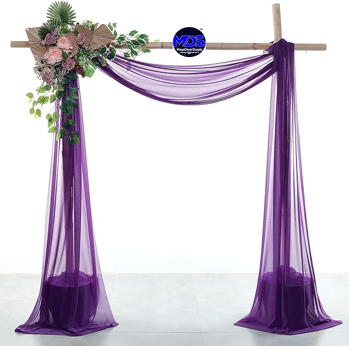MDS Halloween Chiffon Draping Fabric - 1 Panel, 30" Wide x 100ft Long - Sheer Spooky Arbor & Canopy Drapery for Haunted House Backdrops, Party Ceilings, DIY Costumes & Themed Events - Cadbury Purple