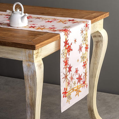 Maison d' Hermine Table Runner 100% Cotton Single Layer Table Runners 90 inches Long for Thanksgiving Christmas Decorations Home Kitchen Dining Party Wedding (Crystal Star, 14.5" x 90")