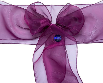 MDS Pack of 75 PCS Organza Chair Sashes Wider Dining Chair Bows Ribbon Tie Back for Wedding Party Birthday Bridal Shower Reception Event Banquet Home Chair Cover Decoration - Eggplant