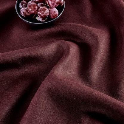 Solino Home Linen Burgundy Table Runner 108 Inches Long - 100% Pure Linen 14 x 108 Inch Table Runner for Fall, Autumn, Thanksgiving, Christmas - Classic Hemstitch