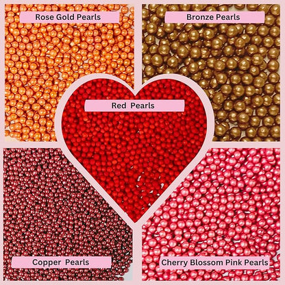Confect Pearl Sprinkles | Edible Disco Ball Sprinkles for Cakes & Cupcakes Decoration | Pack of 5 Mix Bright Orange, Copper, Pink, Red & Bronze Dragees - Carnival |Vegan, Gluten-Free, Nut-Free, Soy-Free, Dairy-Free, Palm Oil-Free- 5 Oz