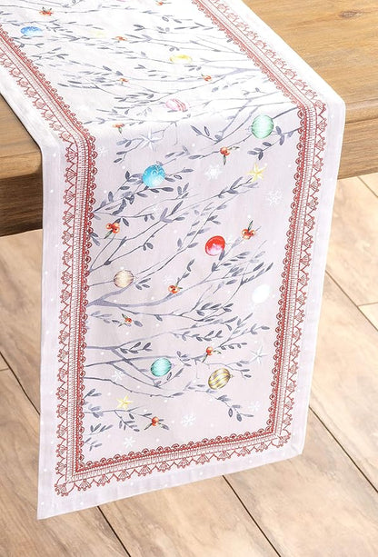 Maison d' Hermine Table Runner 100% Cotton Single Layer Table Runners 72 inches Long for Thanksgiving Christmas Decorations Home Kitchen Dining Party Wedding (Fairy Christmas, 14.5" x 72")