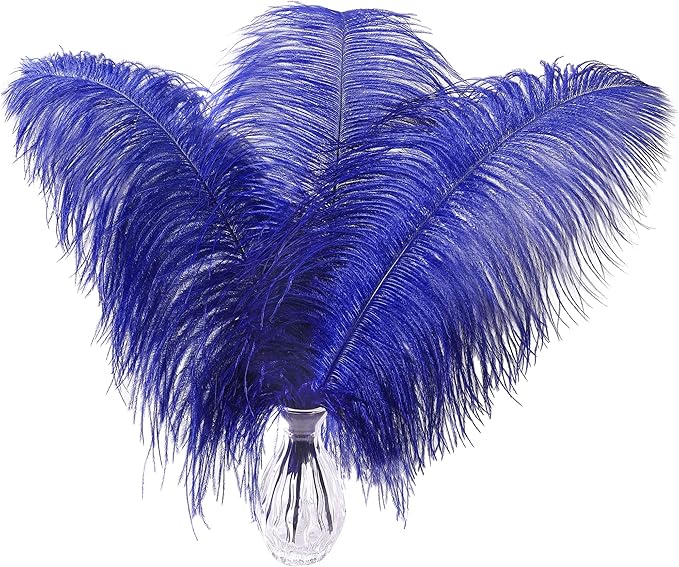 Larryhot Royal Blue Big Feathers - 10pcs 16-18 inch Feathers for Vase,Wedding Party Centerpieces and Home Decorations(Royal Blue)