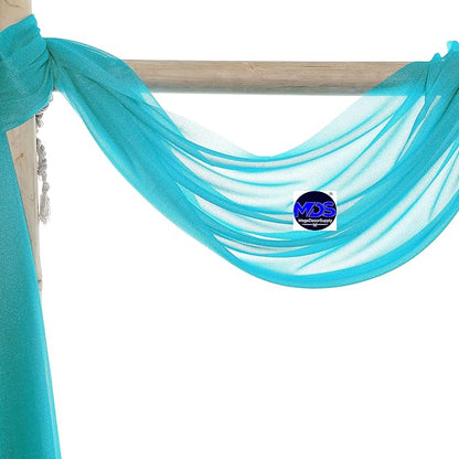 MDS Halloween Chiffon Draping Fabric - 2 Panel, 30" Wide x 75ft Long - Sheer Spooky Arbor & Canopy Drapery for Haunted House Backdrops, Party Ceilings, DIY Costumes & Themed Events - Peacock Blue