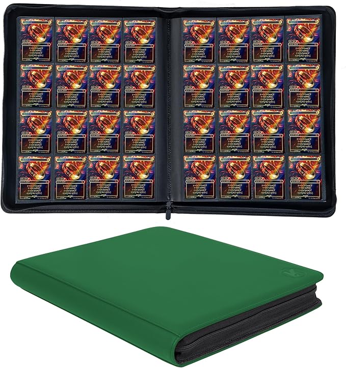 1600+ Pockets Trading Card Binder, 16-Pocket Card Ablum Compatible with MTG,Sports Cards & Other Standard Size Trading Card (GREEN)