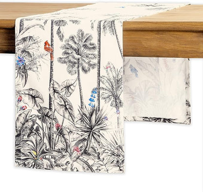 Maison d' Hermine Table Runner 100% Cotton Single Layer Table Runners 90 inches Long for Thanksgiving Christmas Decorations Home Kitchen Dining Party Wedding (Amazonia, 14.5" x 90")