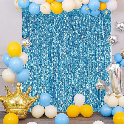 3 Pack 3.3 ft x 6.6 ft Teal Foil Fringe Curtains - Sparkle Metallic Curtains Party Decorations Photo Booth Decorations Party Supplier