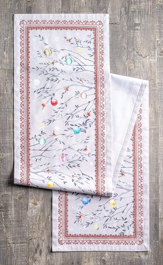 Maison d' Hermine Table Runner 100% Cotton Single Layer Table Runners 36 inches Long for Thanksgiving Christmas Decorations Home Kitchen Dining Party Wedding (Fairy Christmas, 14.5" x 36")