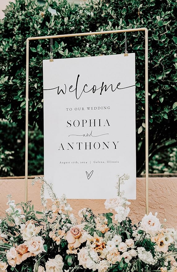 Welcome Wedding Sign Personalized, Personalized Wedding Welcome Sign Minimalist
