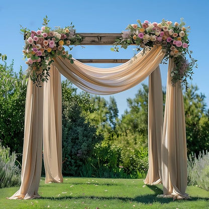 Wedding Arch Draping Fabric 1 Panel 28.7" x 20FT Nude Sheer Chiffon Backdrop Drapes for Wedding Ceremony Birthday Party Bridal Shower Outdoor Decoration