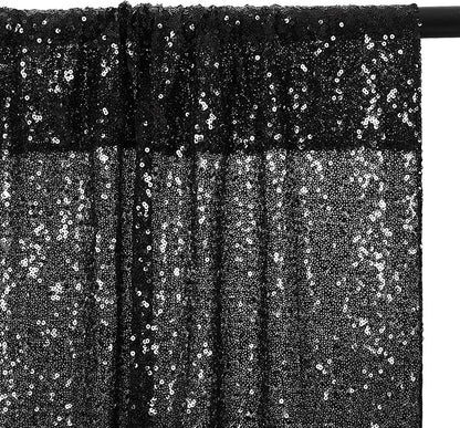 Eternal Beauty Black Sequin Backdrop, 8x8 Ft Halloween Glitter Background Curtains for Shimmer Photography Party Wedding Birthday Back Drop Decor
