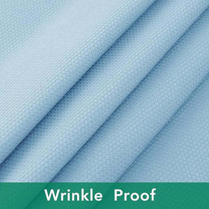 Biscaynebay Textured Fabric Round Tablecloths 60" for Round Tables diameters from 28" to 48", Light Blue Water Resistant Folding Table Covers Washable for Dining, Kitchen, Wedding, Parties etc