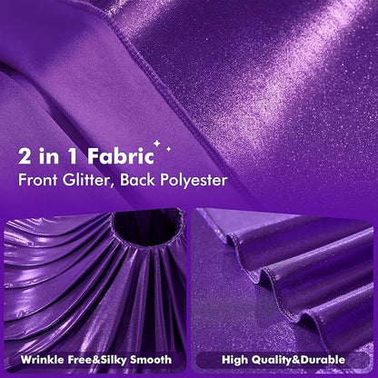 10ftx10ft Shimmer Purple Sequin Backdrop Curtain for Parties, Thick Wrinkle Free Glitter Backdrop Drapes Photo Back Drop Curtains for Birthday Wedding Halloween Photography Background-2 Panels 5x10ft