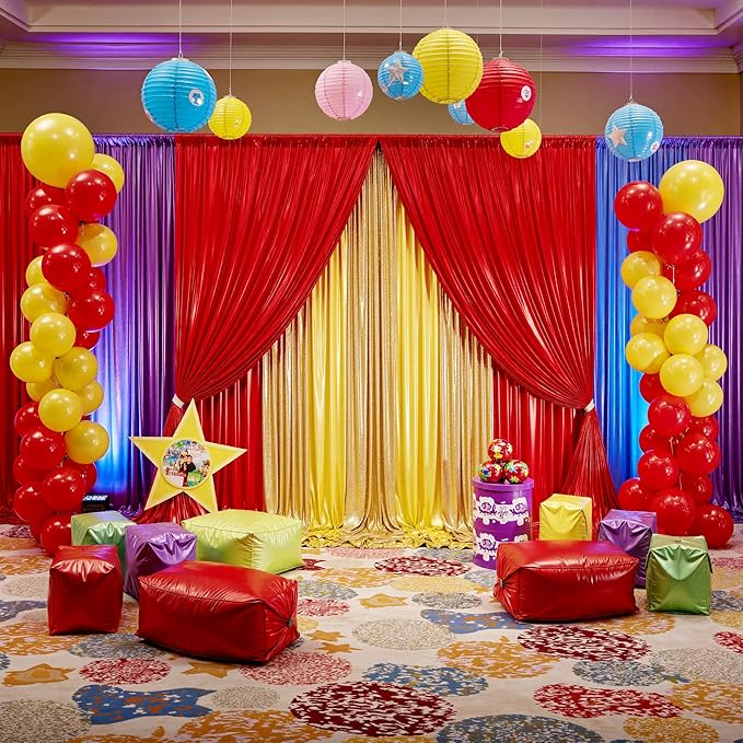20x10ft Thick Red Glitter Backdrop Curtain Panels for Parties, Wrinkle Free Sequin Sparking Photo Backdrop Drapes, 4 Panels 5x10ft Shimmer Back Drop Cloth for Wedding Birthday Photography