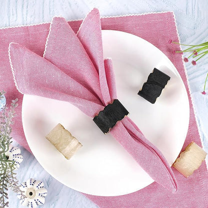 12 Pcs Rustic Epoxy Resin Napkin Rings - Napkin Holders for Parties, Dining, Family Gatherings, Weddings, Holidays, Décor, Gifting - Durable Tabletop Decor (Ivory Black) - CLEENTABLE