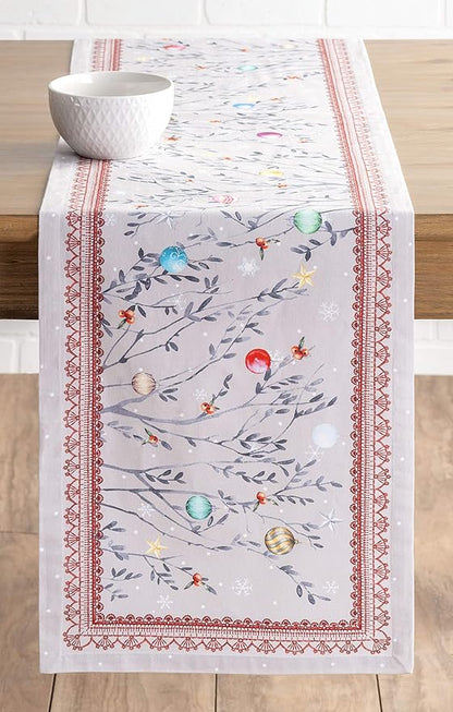 Maison d' Hermine Table Runner 100% Cotton Single Layer Table Runners 60 inches Long for Thanksgiving Christmas Decorations Home Kitchen Dining Party Wedding (Fairy Christmas, 14.5" x 60")