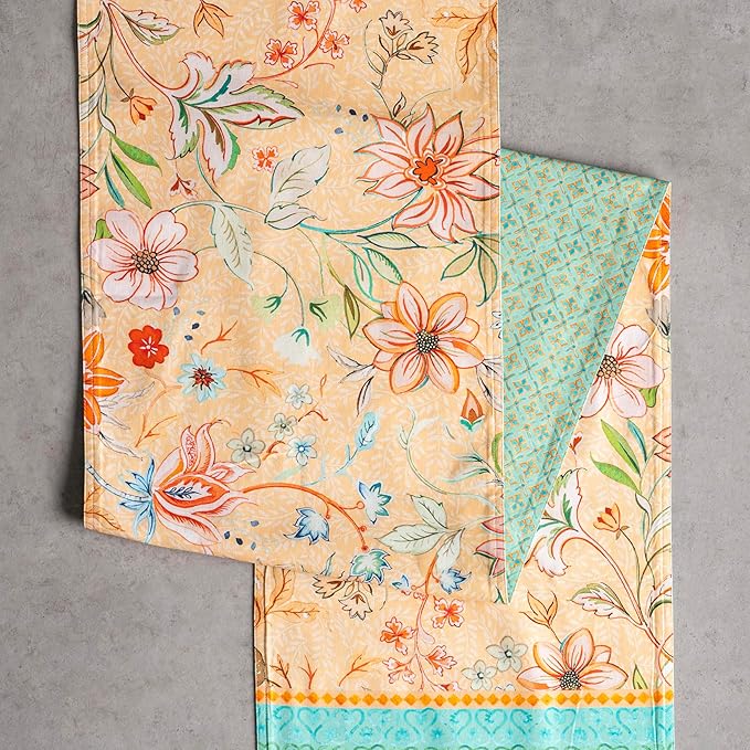 Maison d' Hermine Table Runner 100% Cotton Double Layer Table Runners 108 inches Long Decorative for Home Kitchen Dining Party Wedding Bridal Shower Spring Summer (Luxury Loft – Peach, 14.50" x 108")
