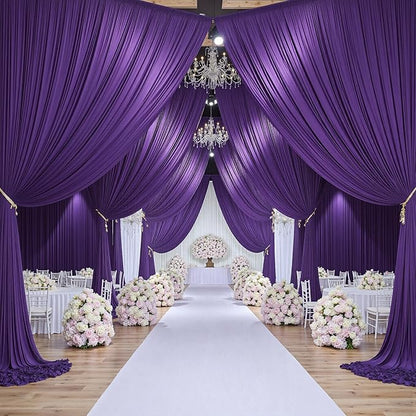 20ftx10ft Purple Backdrop Curtains for Party Background, Wrinkle Free Purple Photo Curtains Backdrop Drapes 4 Panels Back Drop Cloth for Wedding Birthday Photography Baby Shower Decor
