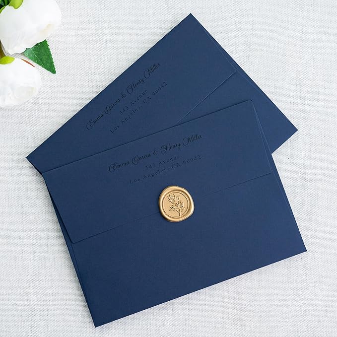 PONATIA 50 Pieces 5x7 Envelopes, A7 Envelopes Self Seal for Weddings, Invitation Cards, Photos, Postcards, Greeting Cards Mailing, Baby Shower, Graduation, Christmas Gift Cards (Navy Blue)